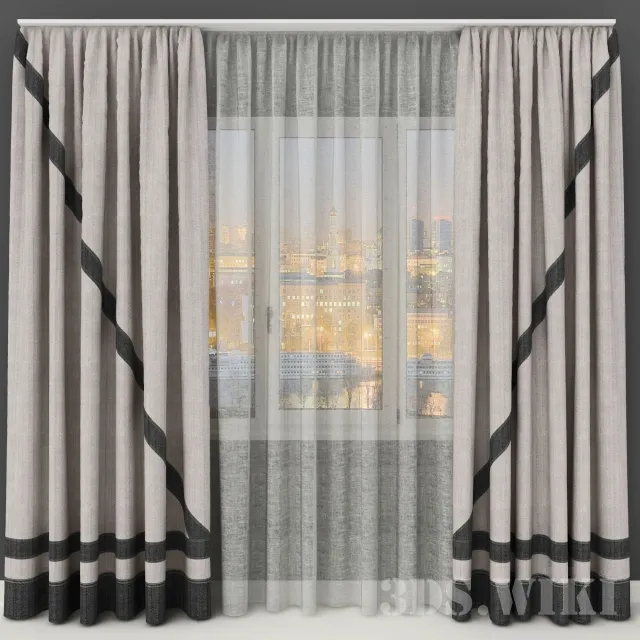 decoration – Modern set of curtains for large windows 3D Model decoration – Modern set of curtains for large windows 3D Model
