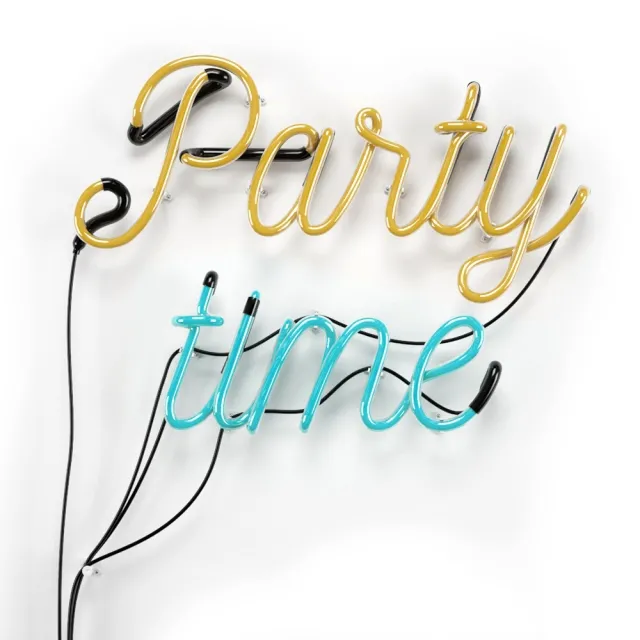 decoration – Neon inscription Party time 3D Model