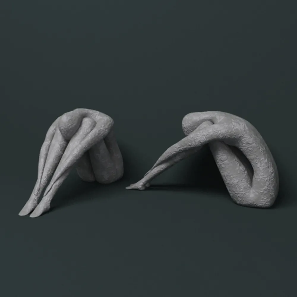 decoration – Old figurines of seated people 3D Model