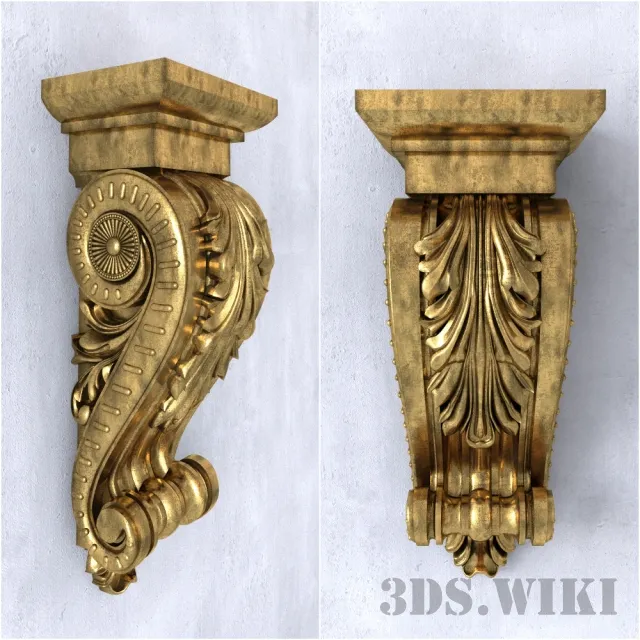 decoration – Old golden stucco bracket 3D Model decoration – Old golden stucco bracket 3D Model