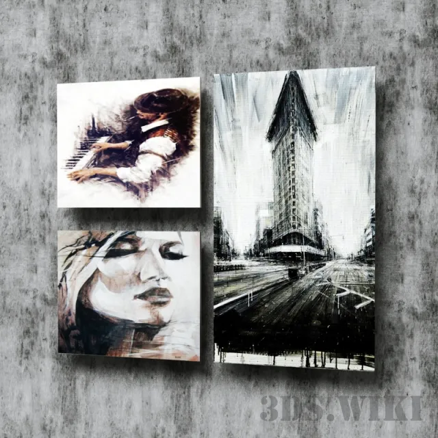 decoration – Old wall pictures 3D Model