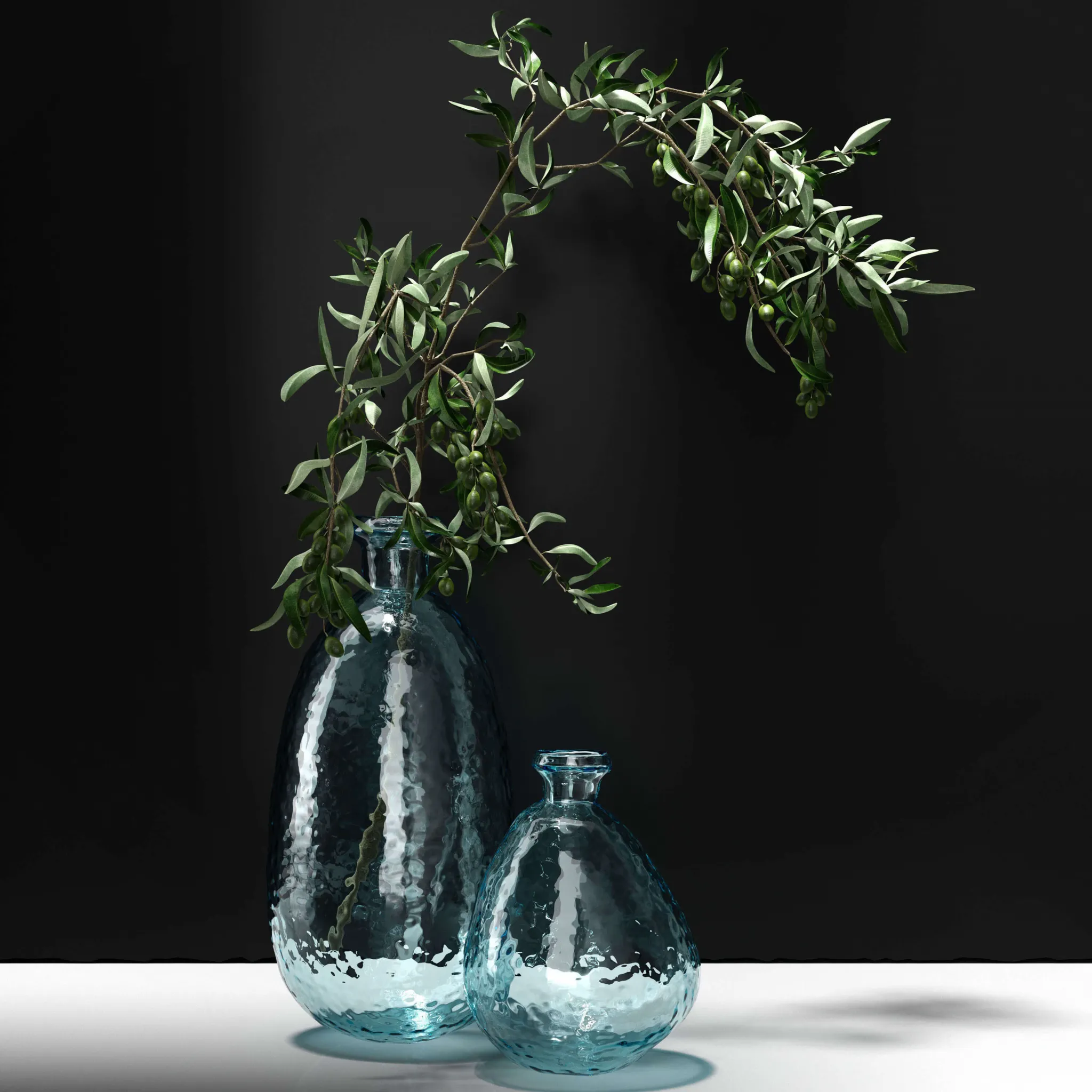 decoration – Olive branches in a vase 05 3D Model