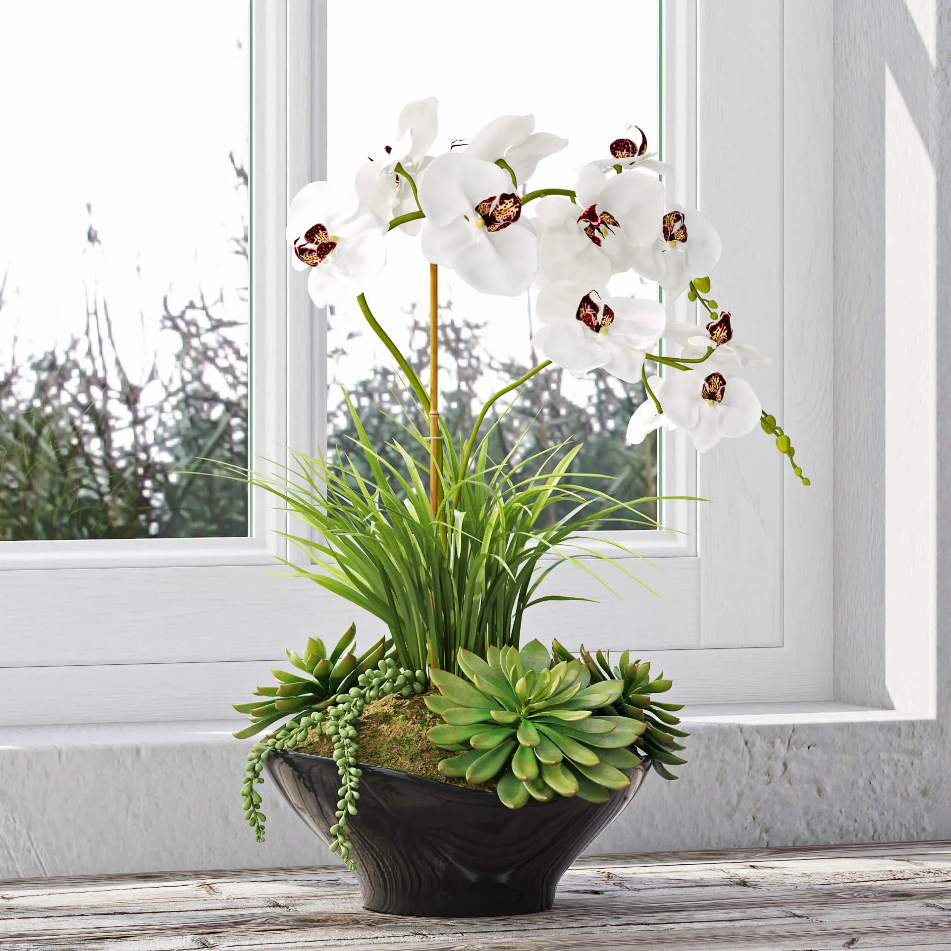 decoration – Orchids in a vase 963 3D Model