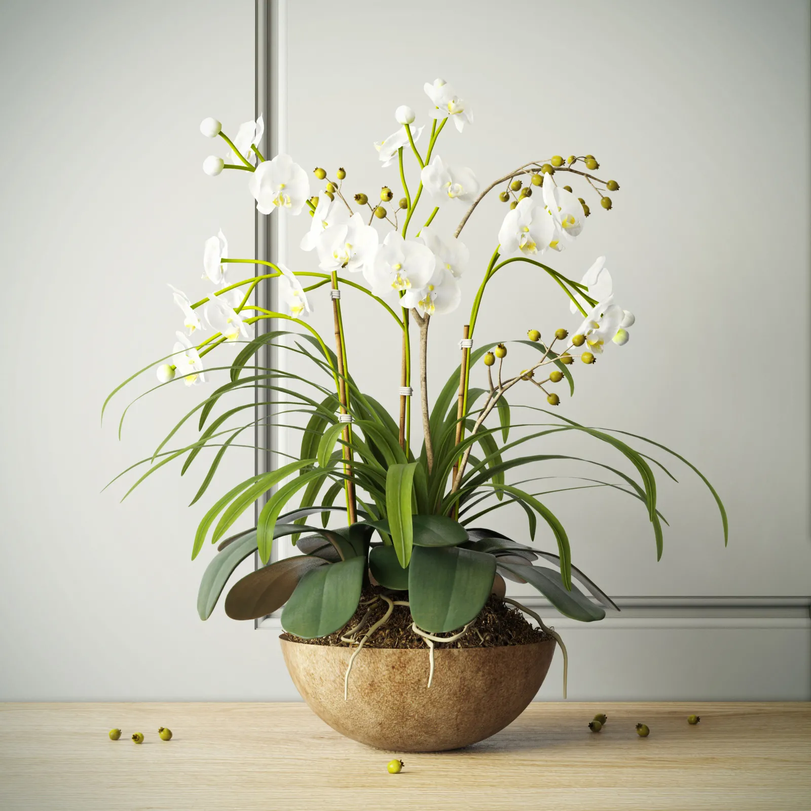decoration – Orchids with willow branches 02 3D Model