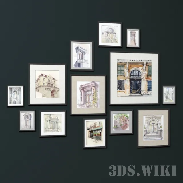 decoration – Paintings on the facades of old buildings 3D Model