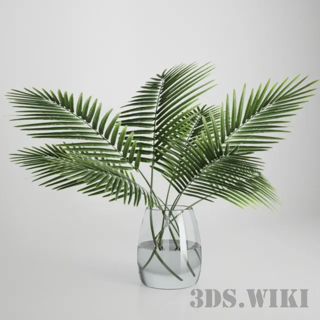 decoration – Palm branches in a glass vase 3D Model