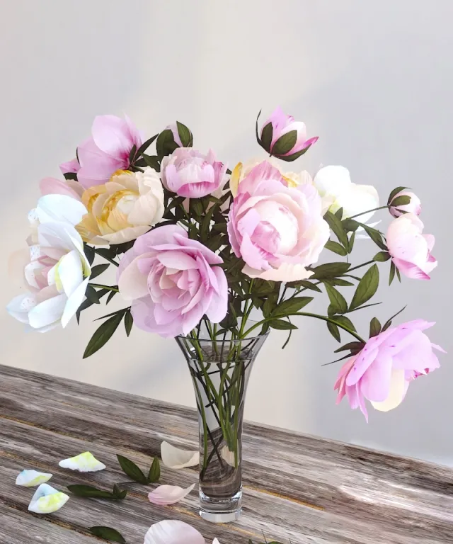 decoration – Peonies 01 3D Model