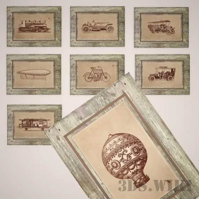 decoration – Photos of retro cars 3D Model