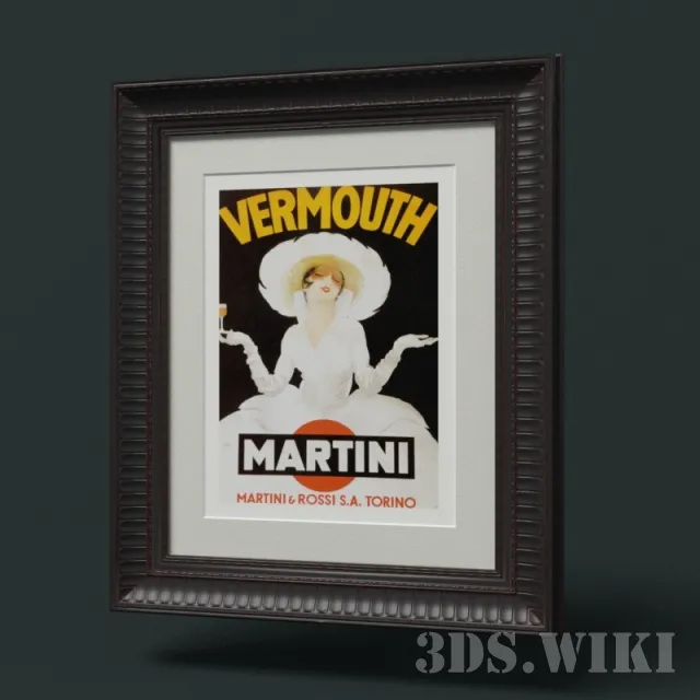 decoration – Picture in a beautiful frame Vermouth Martini 3D Model