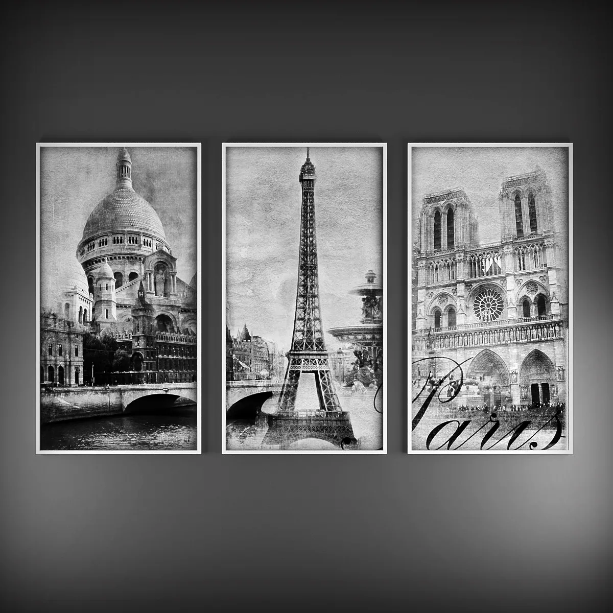 decoration – Picture Triptych Paris 02 3D Model