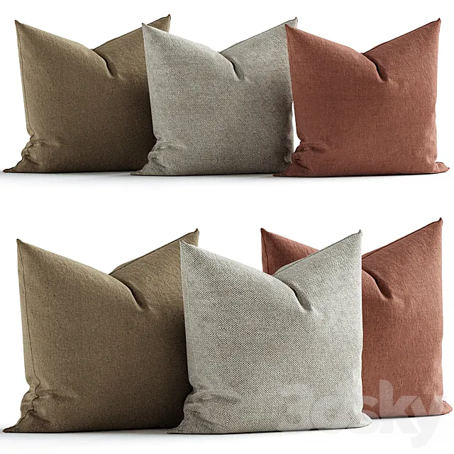 Decoration Pillows 3 Color set 3D Model Decoration Pillows 3 Color set 3D Model