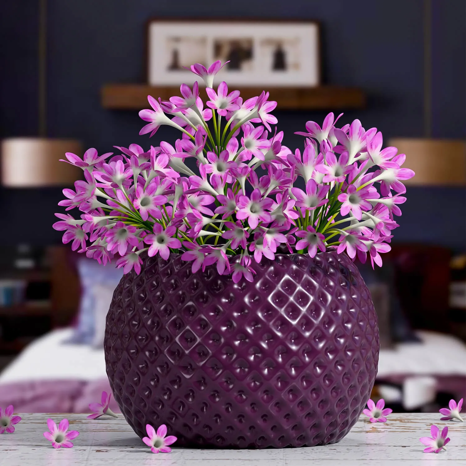 decoration – Pink flower in a vase 3D Model decoration – Pink flower in a vase 3D Model