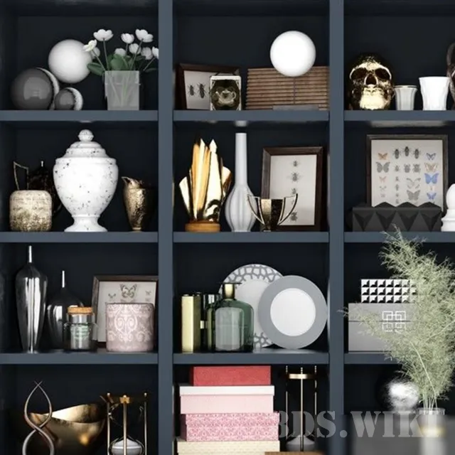 decoration – Plates boxes vases butterflies 3D Model