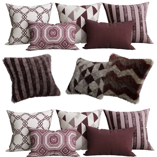 decoration – Purple collection of decorative pillows 3D Model decoration – Purple collection of decorative pillows 3D Model