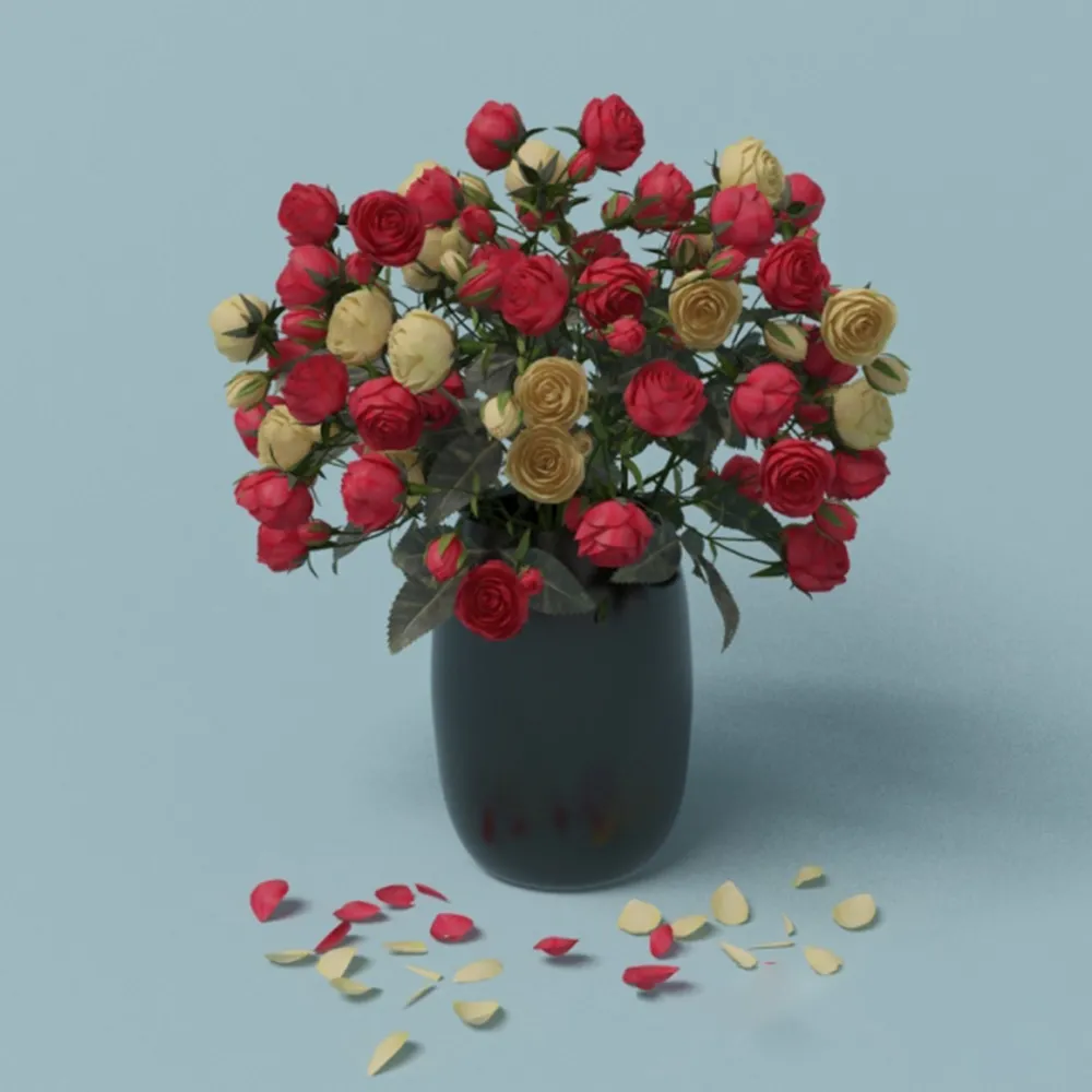 decoration – Red and yellow roses 3D Model