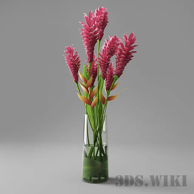 decoration – Red ginger in a vase 3D Model