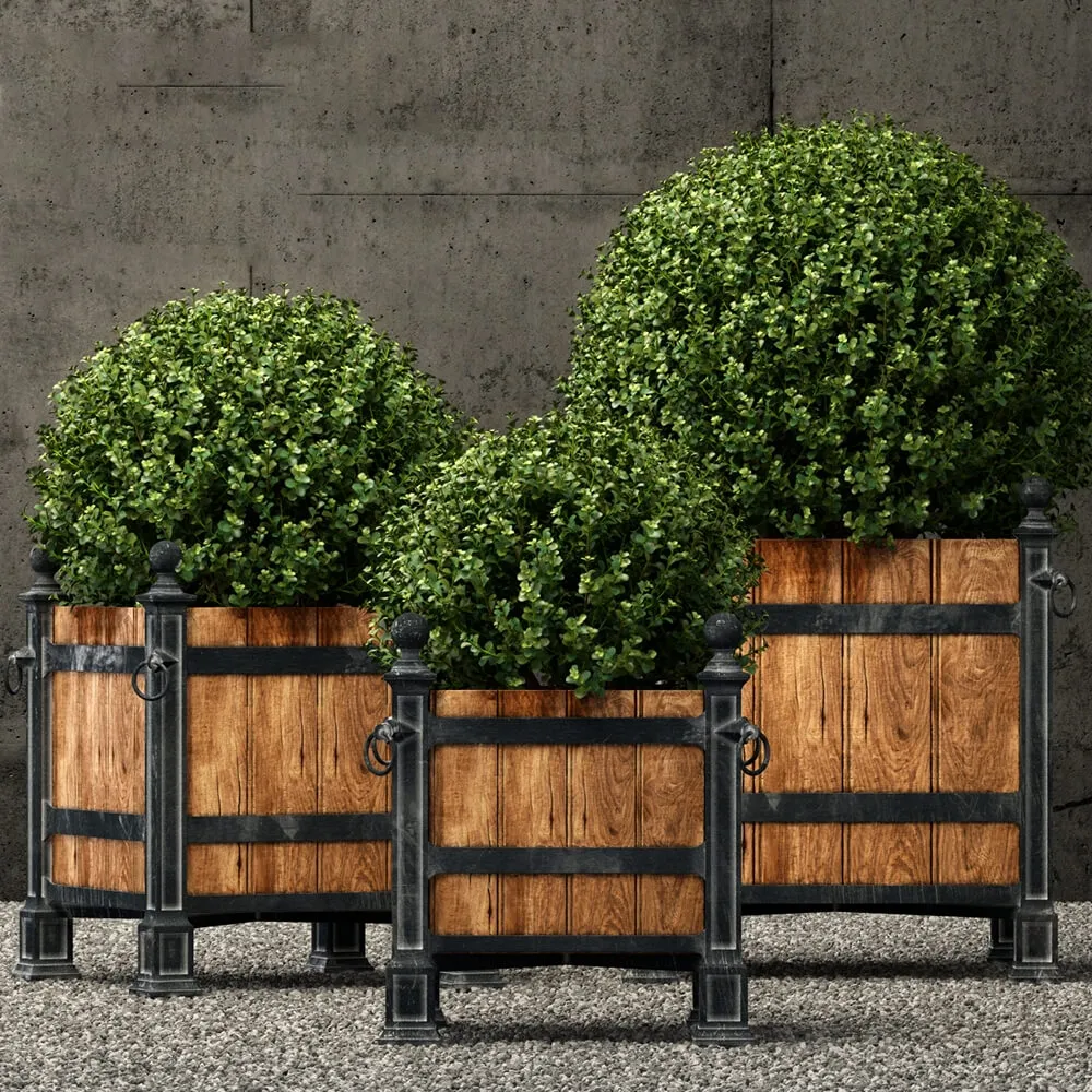 decoration – Restoration Hardware versailles wood panel planters 3D Model