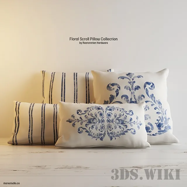 decoration – RH pillows FLORAL SCROLL PILLOW COLLECTION 3D Model decoration – RH pillows FLORAL SCROLL PILLOW COLLECTION 3D Model