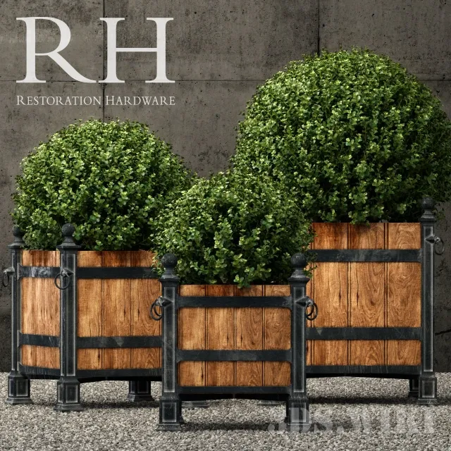 decoration – RH Versailles wood panel planters 3D Model decoration – RH Versailles wood panel planters 3D Model