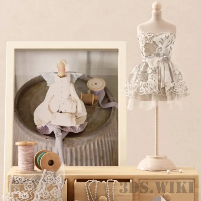 decoration – Ribbons Lace and Dress 3D Model