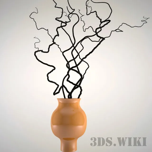 decoration – Roots in a vase 3D Model