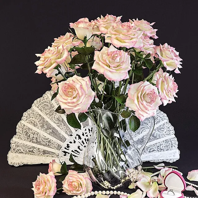 decoration – Roses in a glass jar 1 3D Model