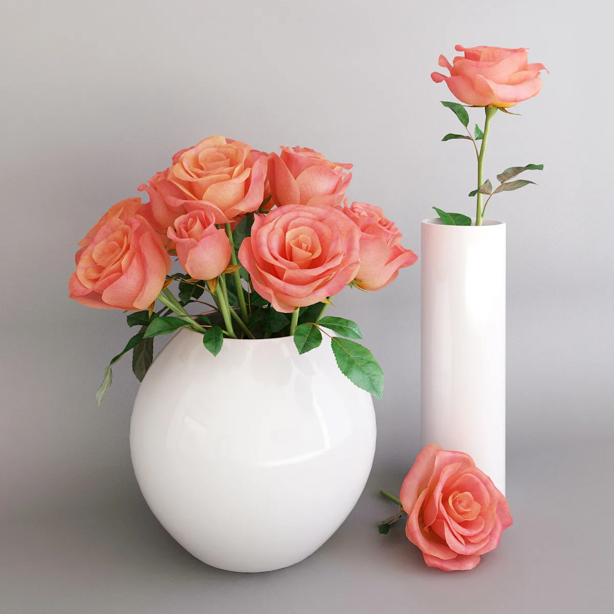decoration – Roses in a vase 05 3D Model