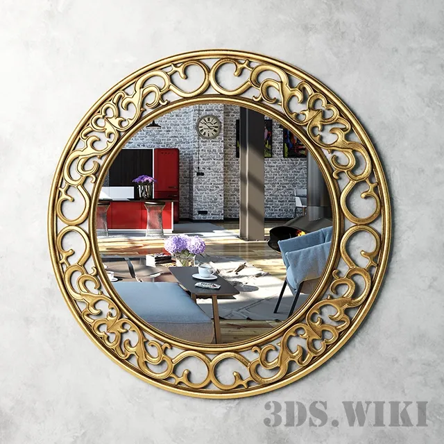 decoration – Round beautiful wall mirror 3D Model
