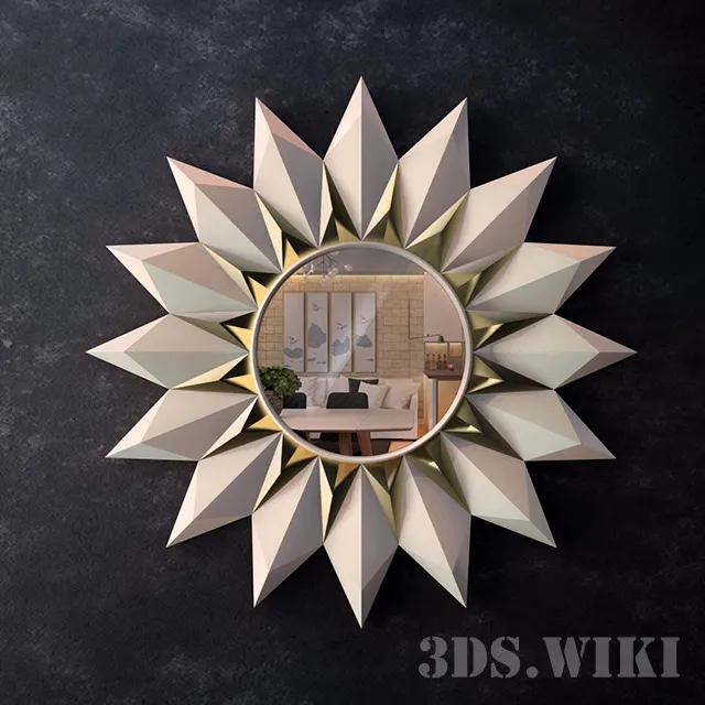 decoration – Round flower-shaped mirror 3D Model