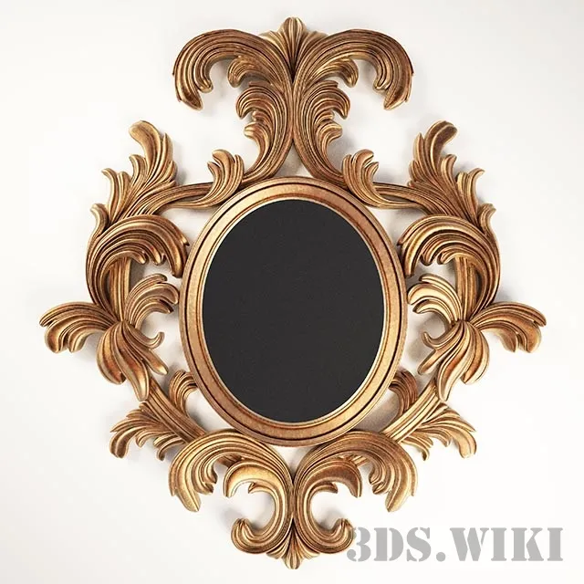 decoration – Round mirror in a beautiful frame 3D Model