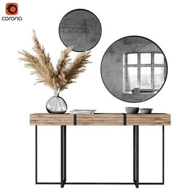 Decoration Set 03 pampas & Console 3D Model
