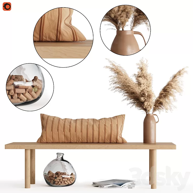 Decoration Set 05 pampas & table 3D Model