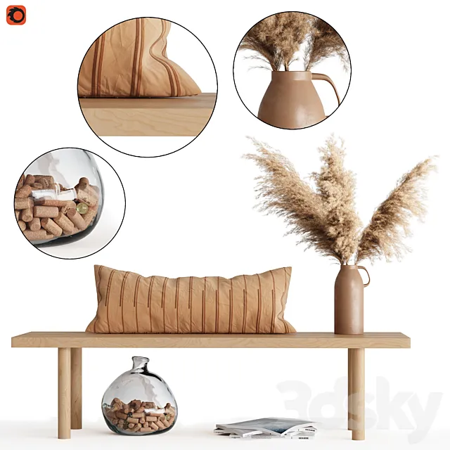 Decoration Set 05 pampas & table 3DModel Decoration Set 05 pampas & table 3DModel