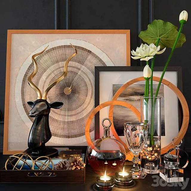 Decoration set 3 with wineglass 3D Model