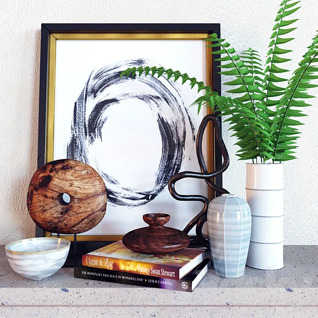 Decoration set Cyrtomium falcatum 3D Model