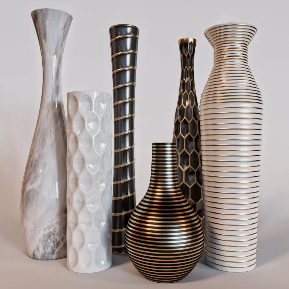 decoration – Set Meta vases 008 3D Model