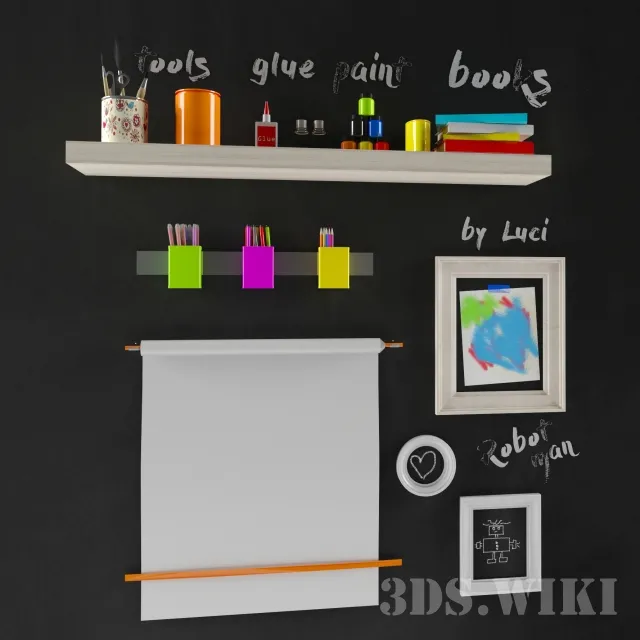 decoration – Set of children’s drawing items 3D Model
