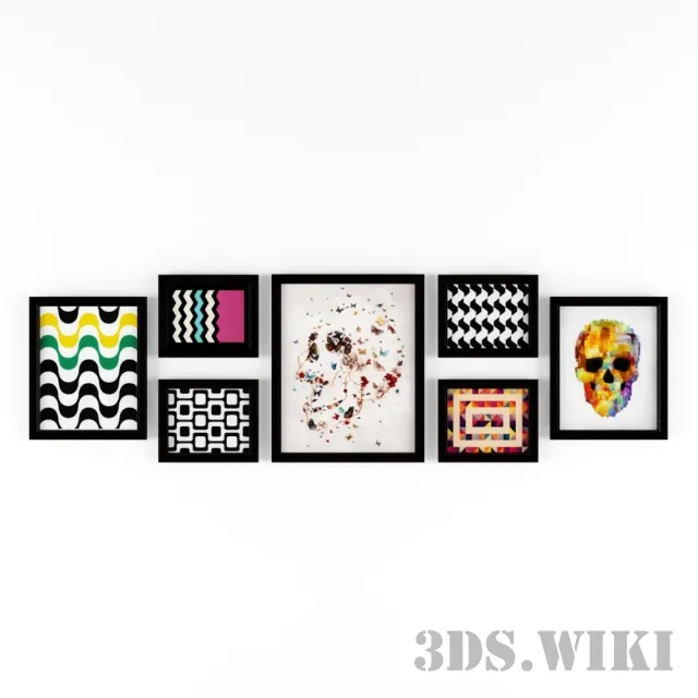 decoration – Set of different frames for wall paintings 3D Model