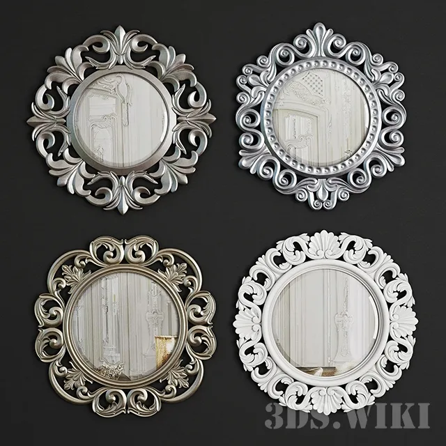 decoration – Set of small classic mirrors 3D Model