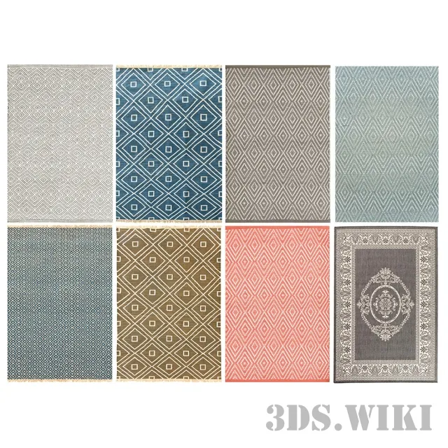 decoration – Set of vintage carpets 3D Model decoration – Set of vintage carpets 3D Model