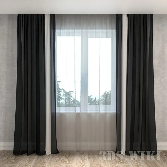 decoration – Sheer black and white curtains 3D Model decoration – Sheer black and white curtains 3D Model