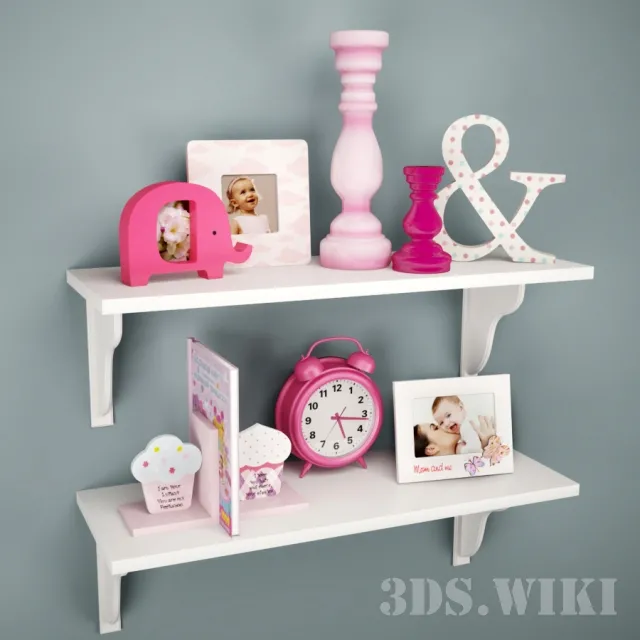 decoration – Shelves with different items 3D Model