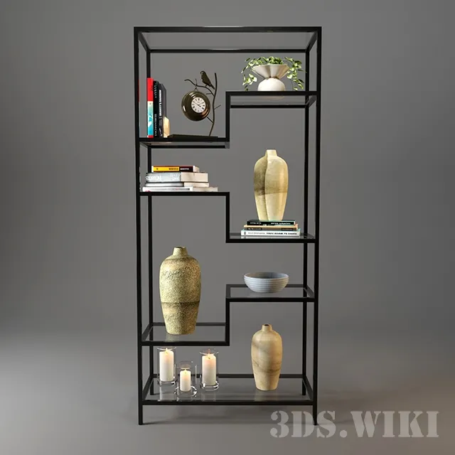 decoration – Showcase with decorative set 3D Model decoration – Showcase with decorative set 3D Model
