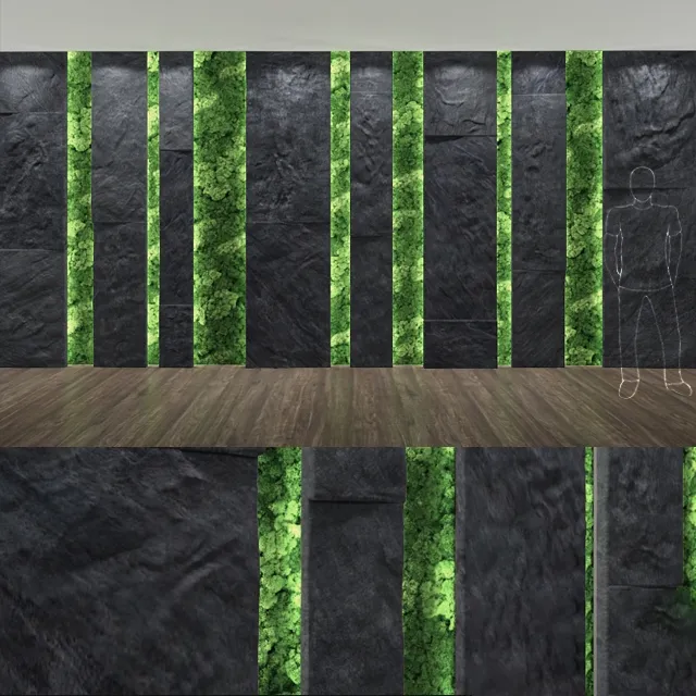 decoration – Stone and  moss wall 3D Model