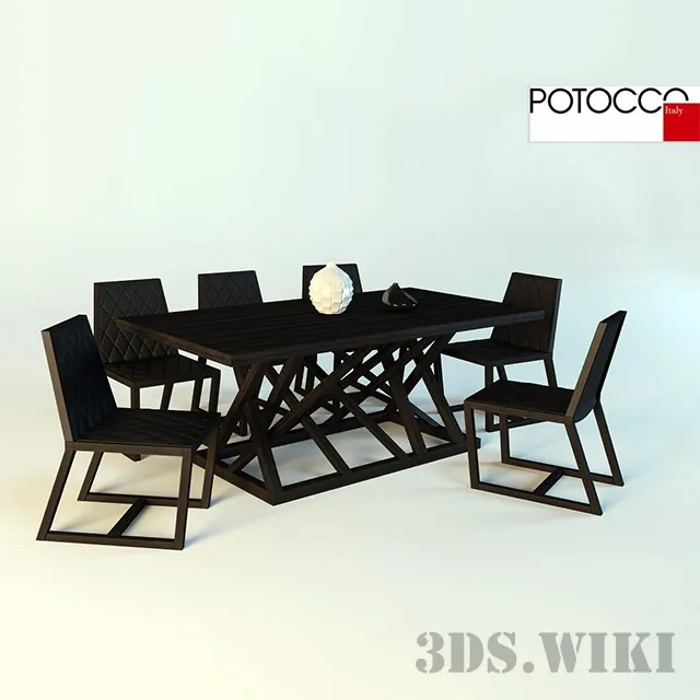 decoration – Table and Chairs Potocco Tenso 3D Model decoration – Table and Chairs Potocco Tenso 3D Model