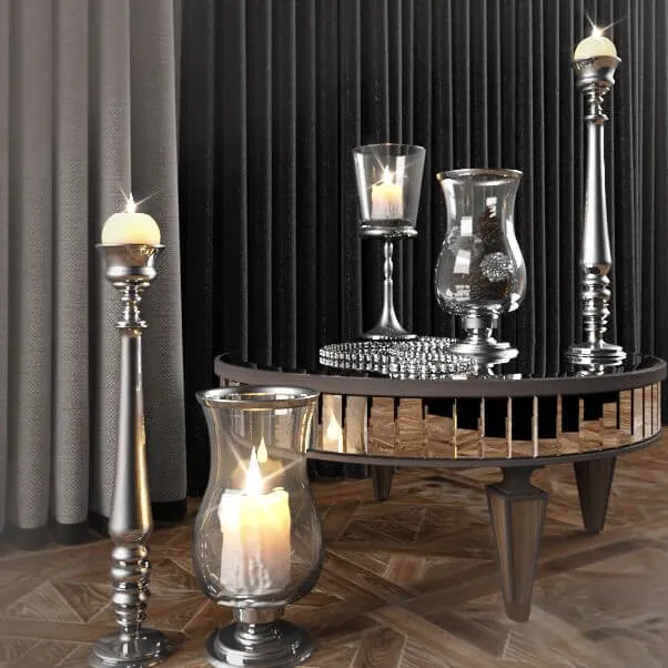 decoration – Table Mirror and Candlesticks Garda Decor 3D Model