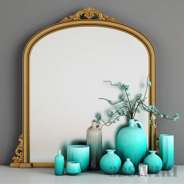 decoration – Table Mirror with Decorative Elements 3D Model