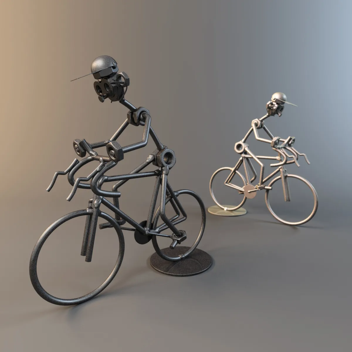 decoration – Techno art metal figurine cyclist 3D Model decoration – Techno art metal figurine cyclist 3D Model