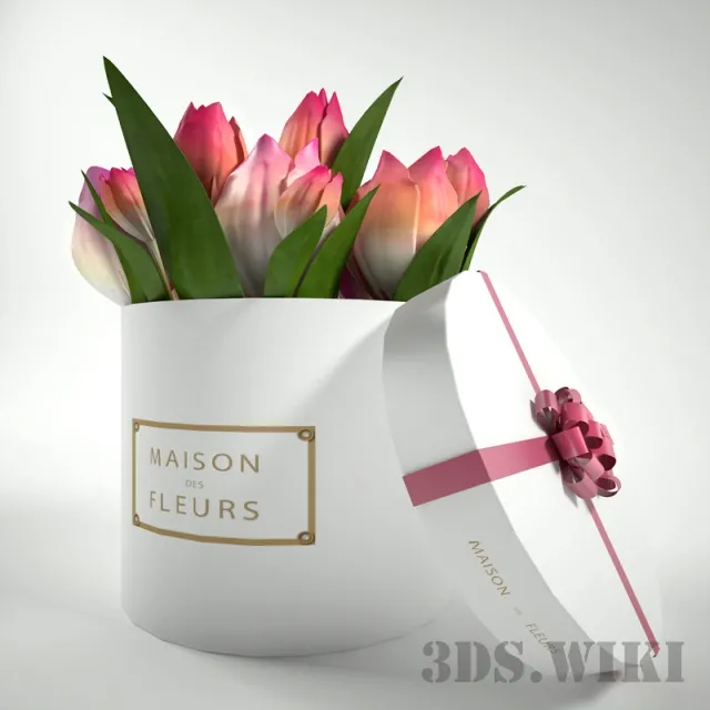 decoration – Tulips in a box 3D Model