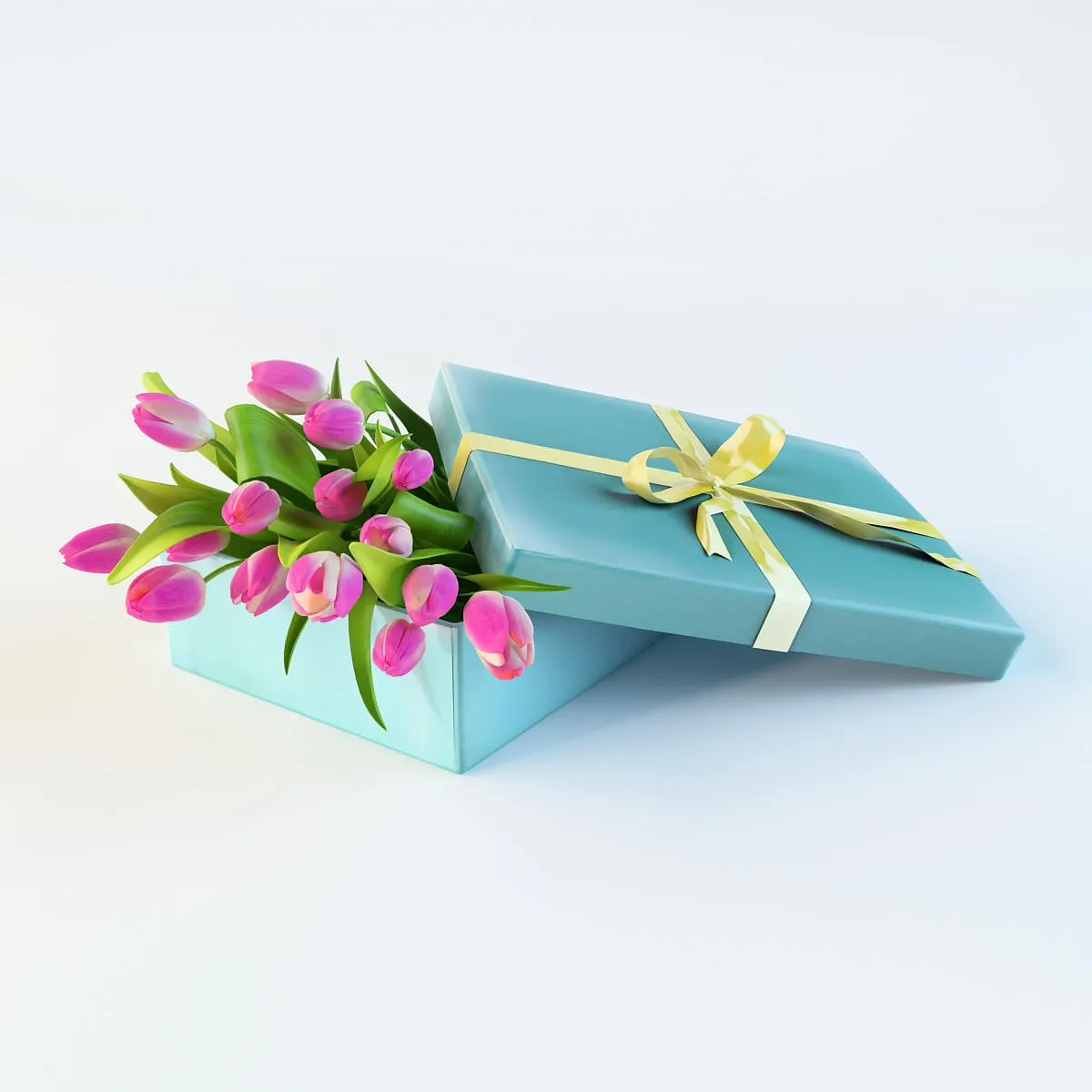 decoration – Tulips in a box 3D Model decoration – Tulips in a box 3D Model